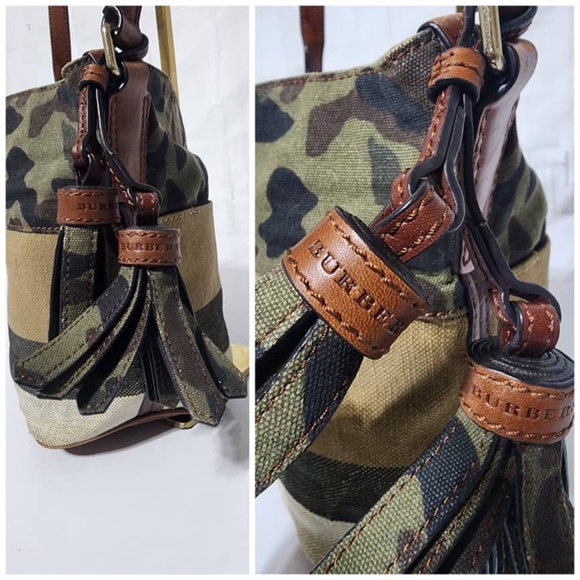 Authentic BURBERRY Canvas Mega Check Camouflage Mini Susanna Hobo Russet  Bag - Picture 8 of 14